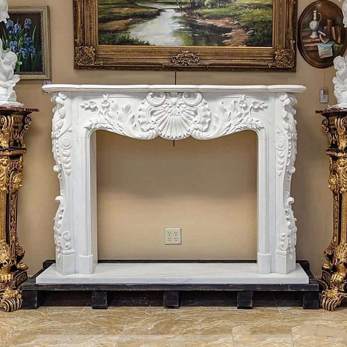 Современный дизайн роскошный мраморный камин Calacatta окруженный натуральным камнем ручной работы домашний