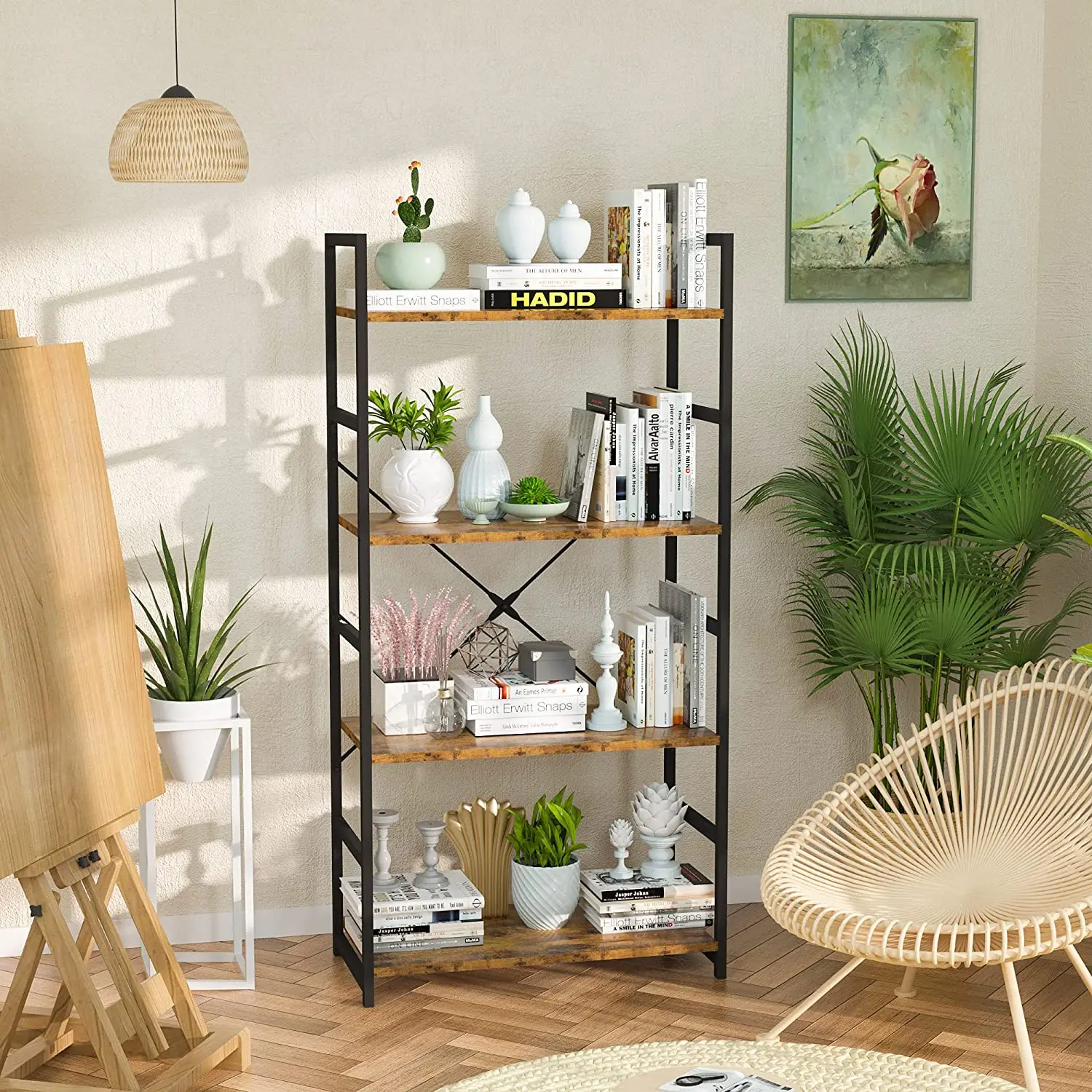 Storage Shelf Racks 6 Tier Vertical  Bookcases Modern Book Shelf for Bedroom Living Room and Home Office