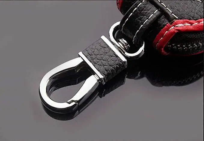 
Genuine Leather Auto Car Key FOB Holder Protector Cover Smart Key Chain with Metal Hook Car Key case Key Bag 