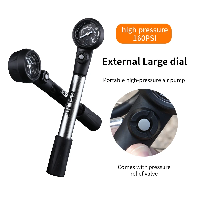 ESLNF Shock/Tire Bicycle Pump 300psi High-Pressure Air Inflator Fork & Rear Suspension Mountain Bike Pump With Gauge