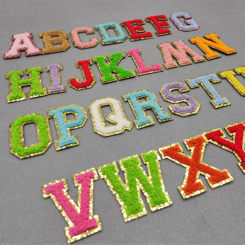 Wholesales Logo Patterns Letters Chenille  Embroidered Patch Iron On Backing Embroidery Patches for Clothing