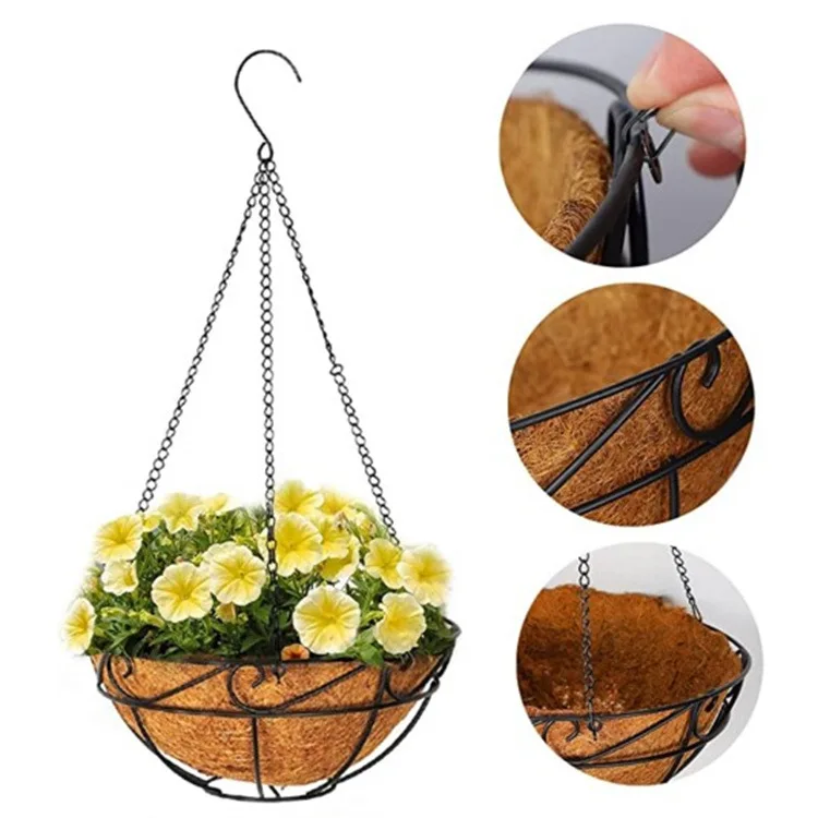 S-shaped Iron Art Coconut Fiber Flower Basket, the New Trend of Home Aesthetics!