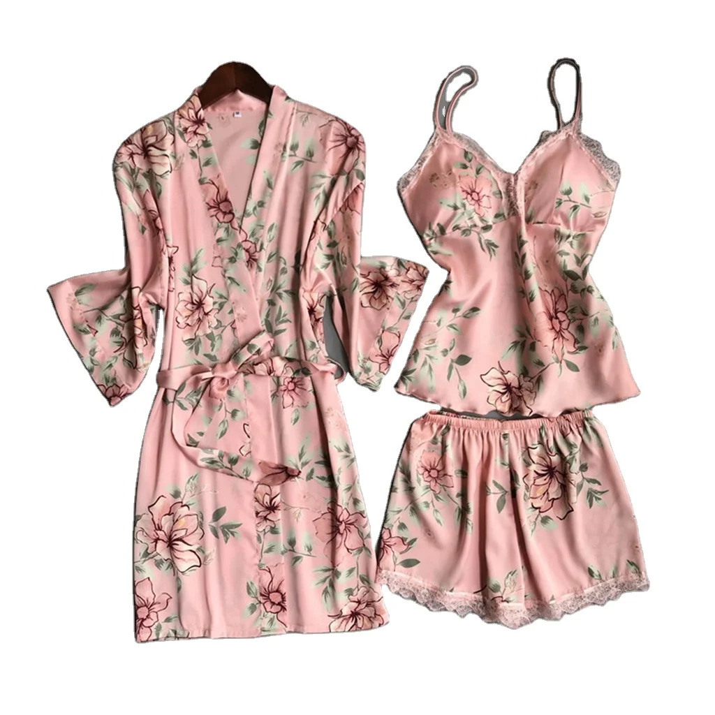 READY STOCK Women Dress Sexy Deep V Straps Temptation Silk Lace Night Dress Sleepwear