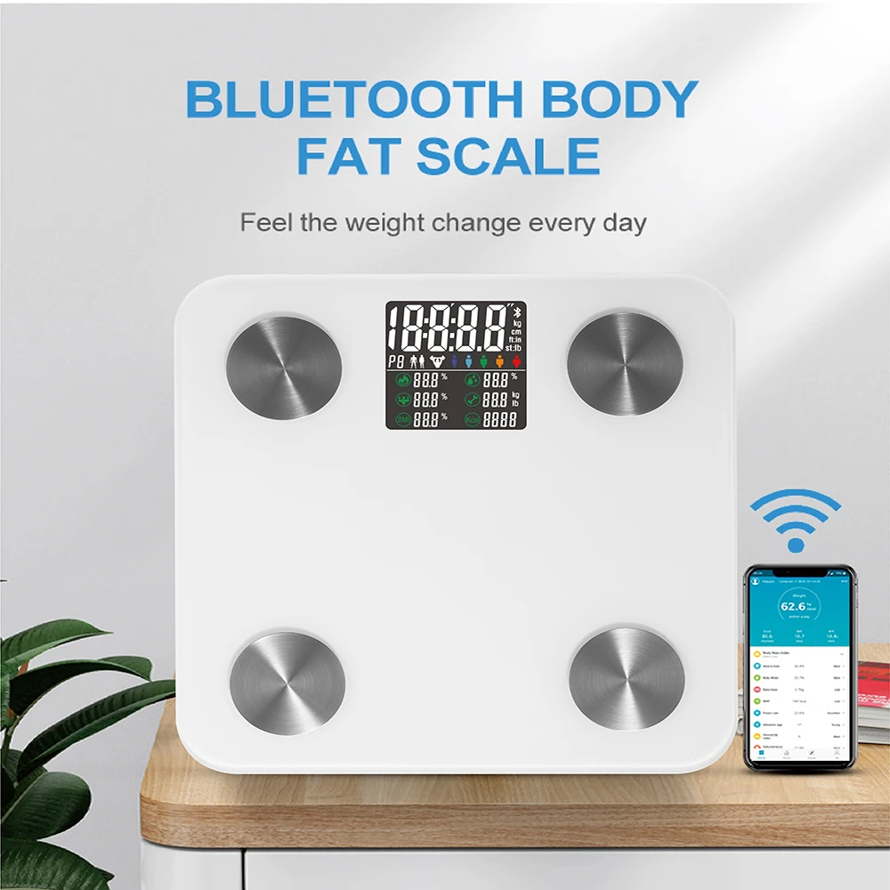 Human Bluetooth Composition Analyzer Digital Bathroom Scale Weighing Scale With Body Fat