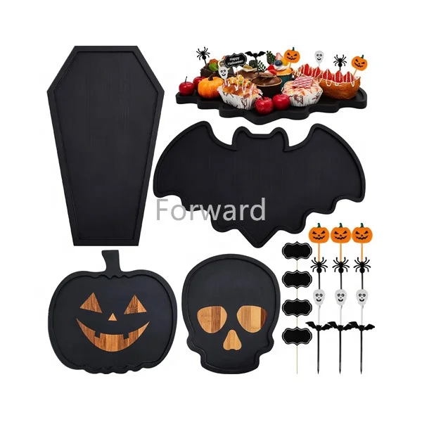 Customized Octagonal Halloween Pumpkin Food Wooden Charcuterie Boards For Fruits