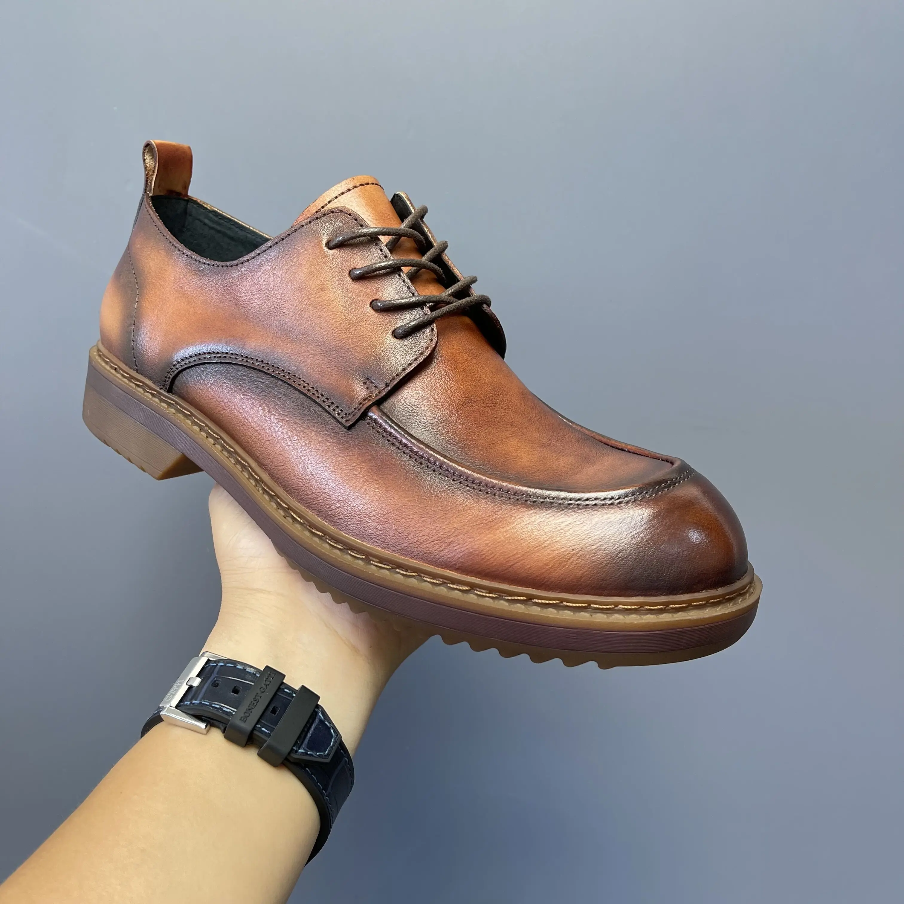 China Wholesale New Italian Stylish Dress Shoes Oxfords Lace-Up Height Increasing Autumn Leather Men Dress Shoes
