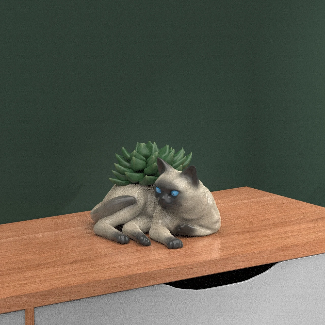 China Supplier customized outdoor flower pots decorative ceramic flower pot  Siamese cat animal flower pot