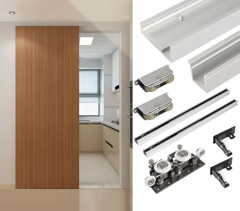 RHETECH Toilet Garage Shower Invisible Magic Door Hidden Track Translation Door Two-way Buffer Sliding Wooden Door Special