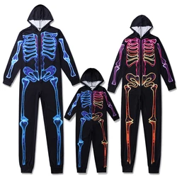 2022 wholesale new hot selling Hooded Halloween One Piece  matching family clothes outfits Personalized skull pattern Halloween