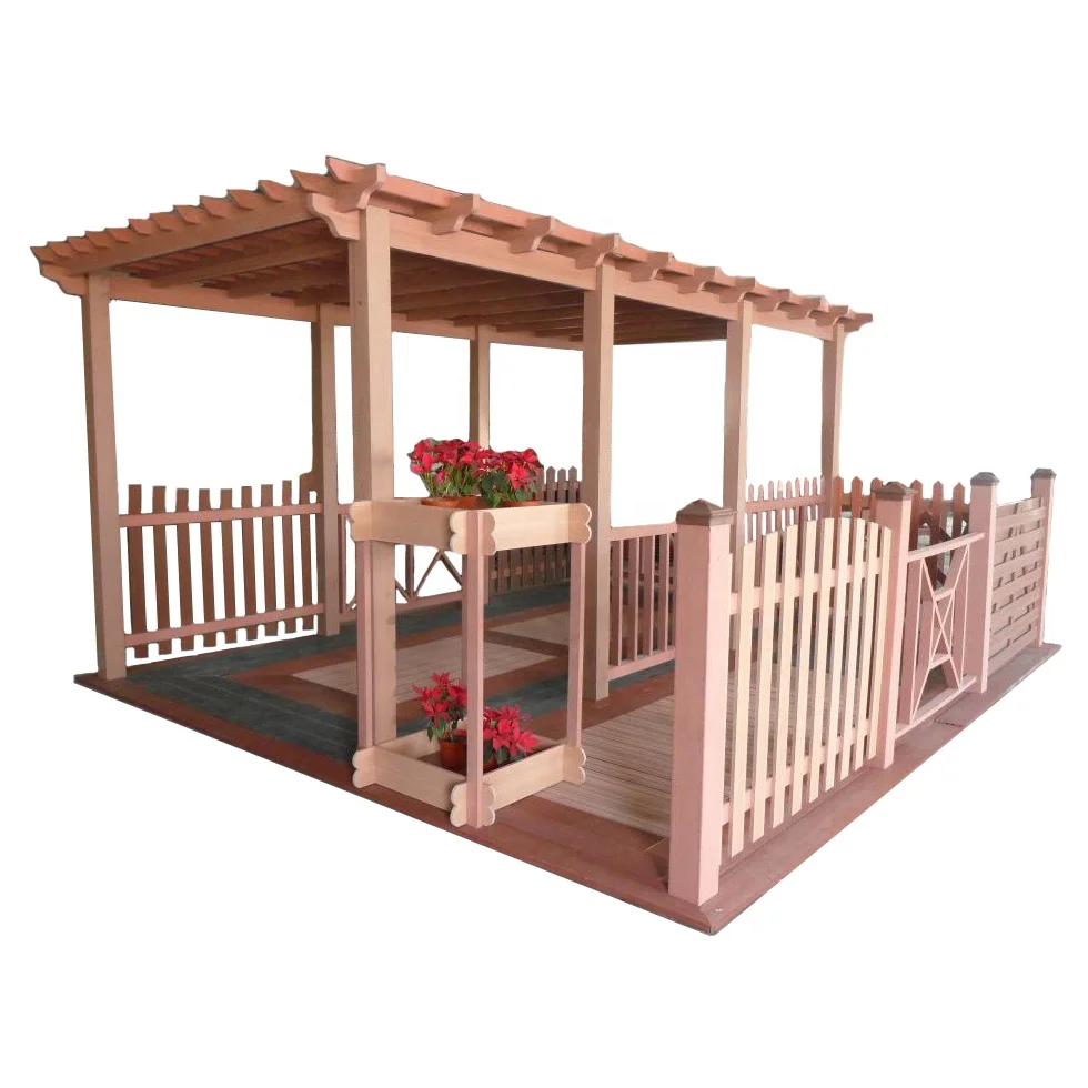 outdoor patio garden terrace waterproof UV resistant decorative pergola wood composite