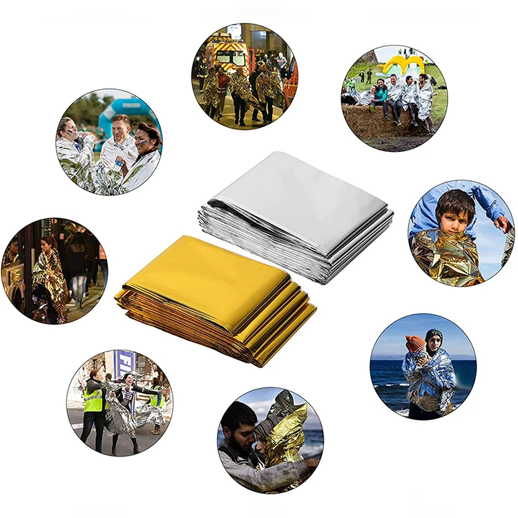 Outdoor camping Emergency aluminium foil Mylar Rescue survival blanket