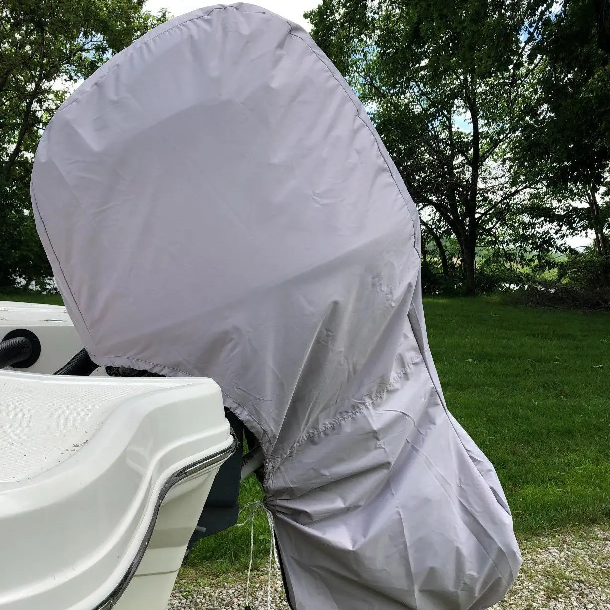 8-20 HP Waterproof Boat Motor Hood Cover, 600D Black And Silver Full Outboard Engine Cover/