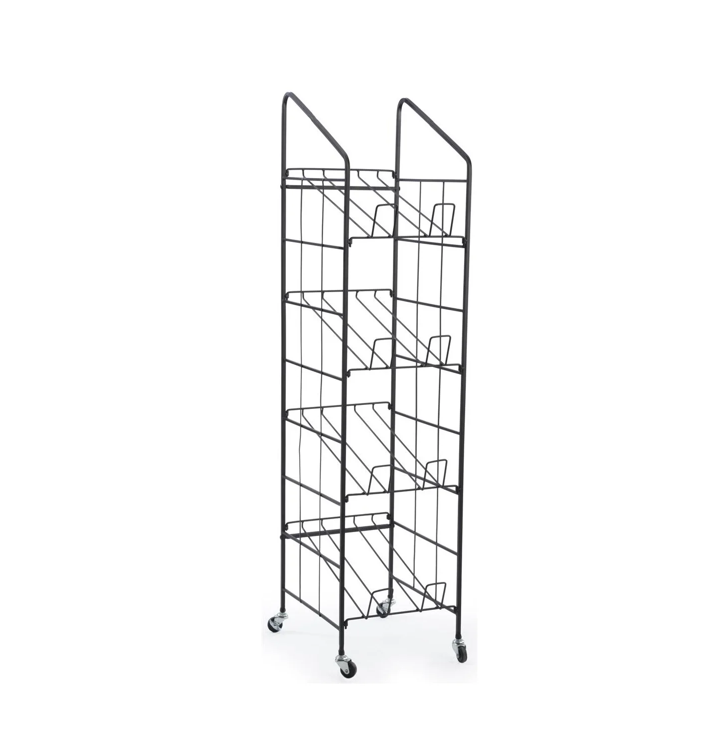 Metal Storage Rack Outdoor Newspaper Organizer Rack 4-Tier Removable Book Display Rack Magazine Storage for Home Shops