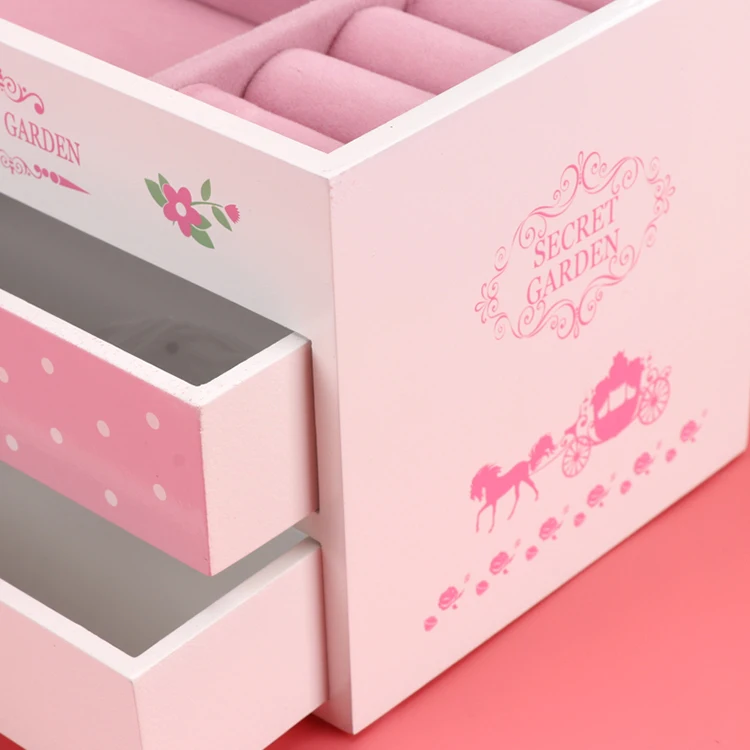 Wholesale Hot Selling Custom 2 Drawer Jewelry Box Musical Boxes