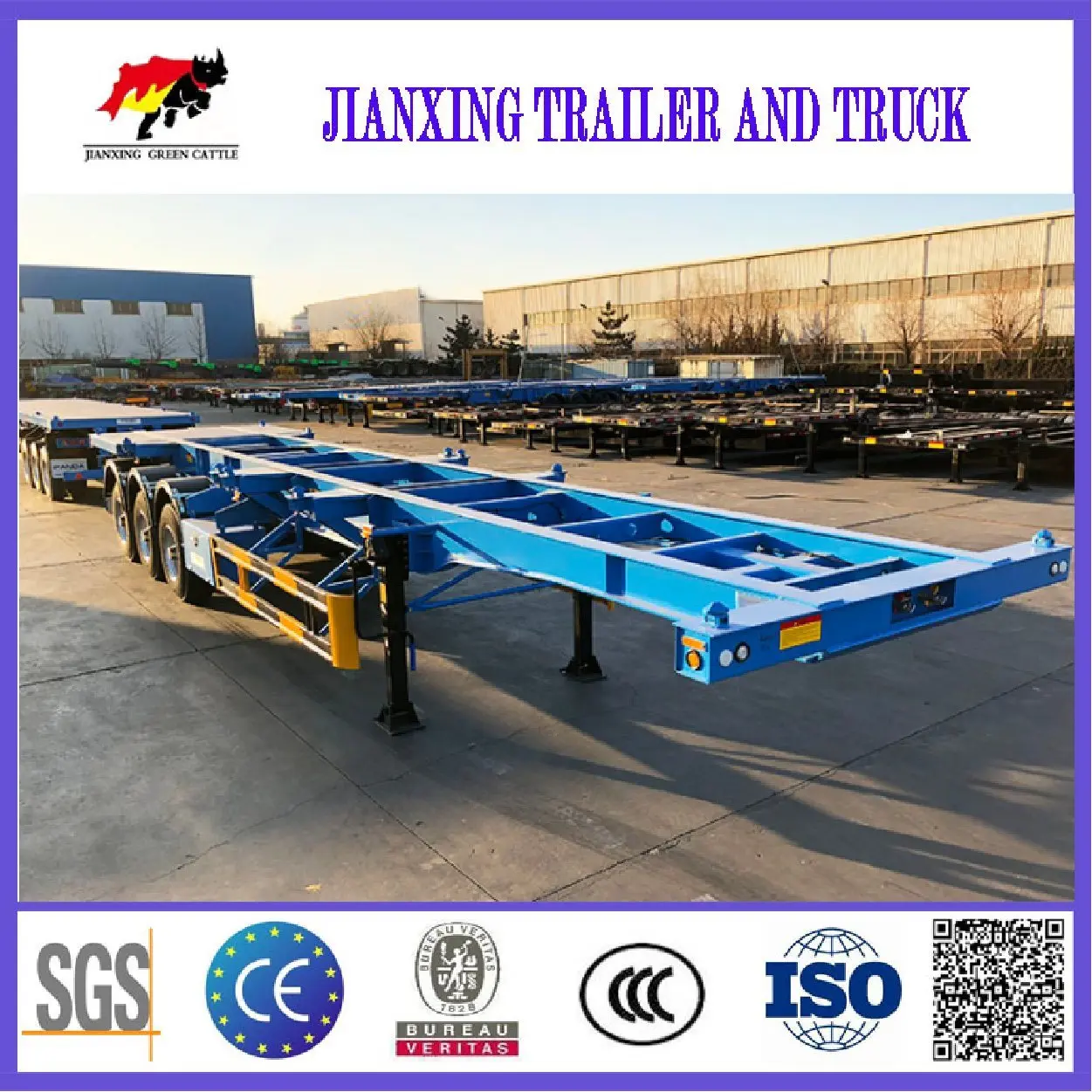 new Factory Price 3 Axles 40FT port skeleton semi trailer/40/53 ft expandable container skeleton trailers