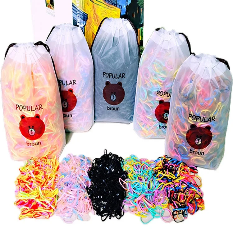 2000 Pcs  colorful disposable hair rubber bands small elastic scrunchie accessories mini hair ties rope for girls kids