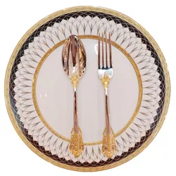 Luxury 24 Piece Gold and Sliver Stainless Steel Cutlery Set with spoon knife fork For GIft Weeding Party