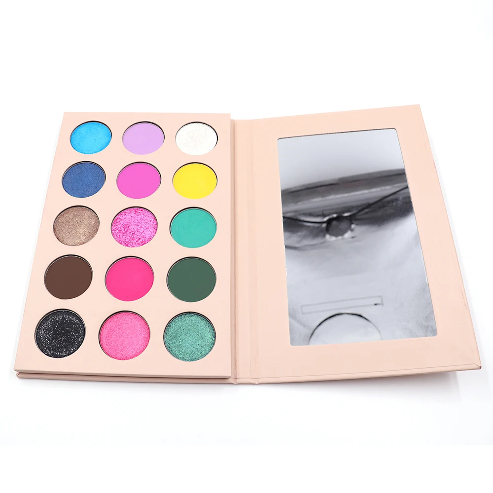 High quality cosmetics wholesale makeup highly pigmented waterproof matte shimmer 15 color eyeshadow palette