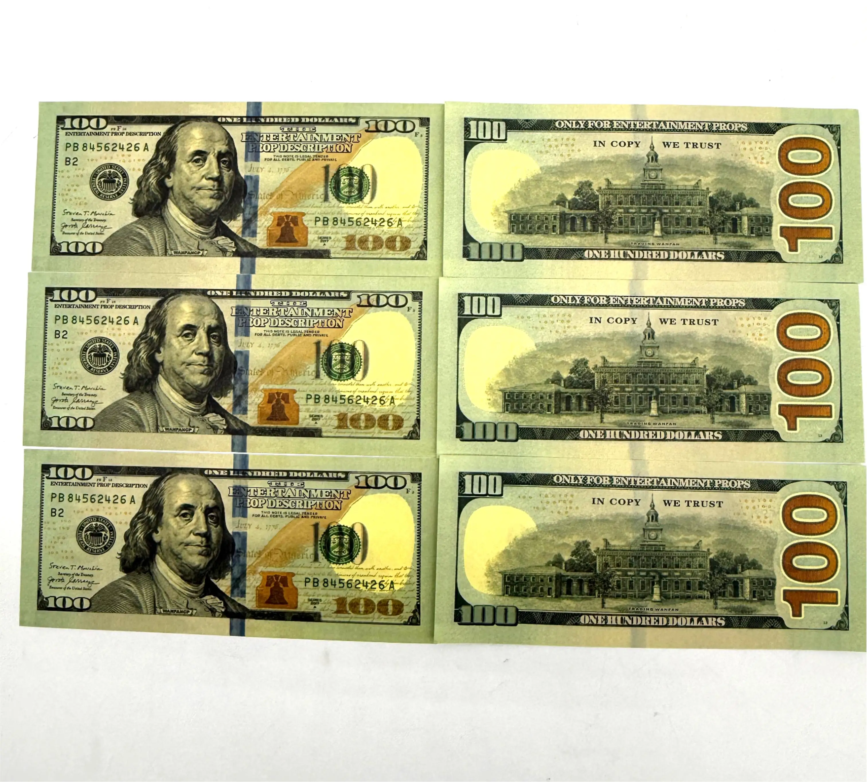 OP-Vintage 100 USD Prop Money Banknotes for Film, Photography, and Event Use
