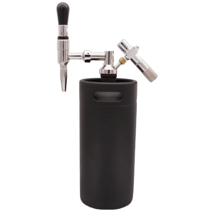 3.6L black nitro coffee growler with gas regulator and coffee tap