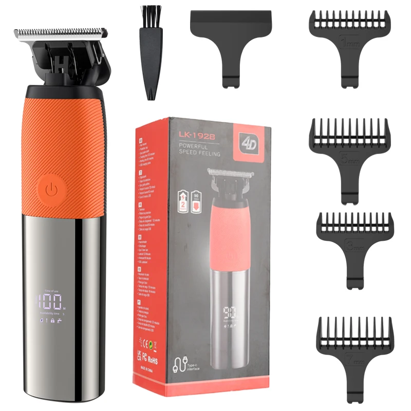 Resuxi LK-1928 T-blade Trimmer for Men Professional USB-C Charging Small Powerful LCD Hair Trimmer with IPX6 Electric English