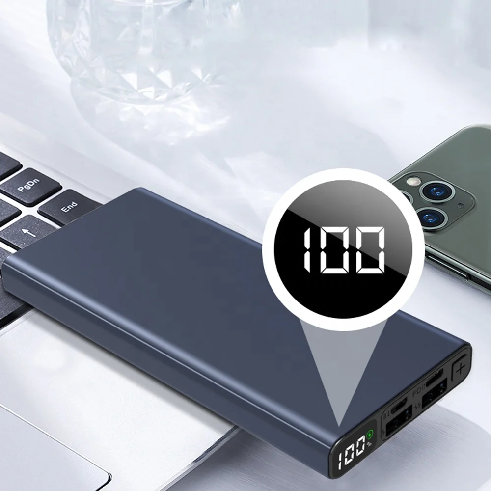 OEM Portable Li Polymer Battery Pack Mobile 10000mAh Power Bank  Powerbank with Cable