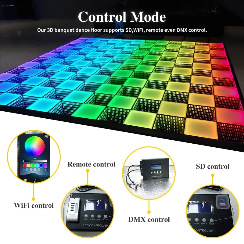 magnetic dance floor Wireless 50*50cm Dancing Floor Panel Pista de baile Wedding Party Stage 3d led infinity mirror dance floor