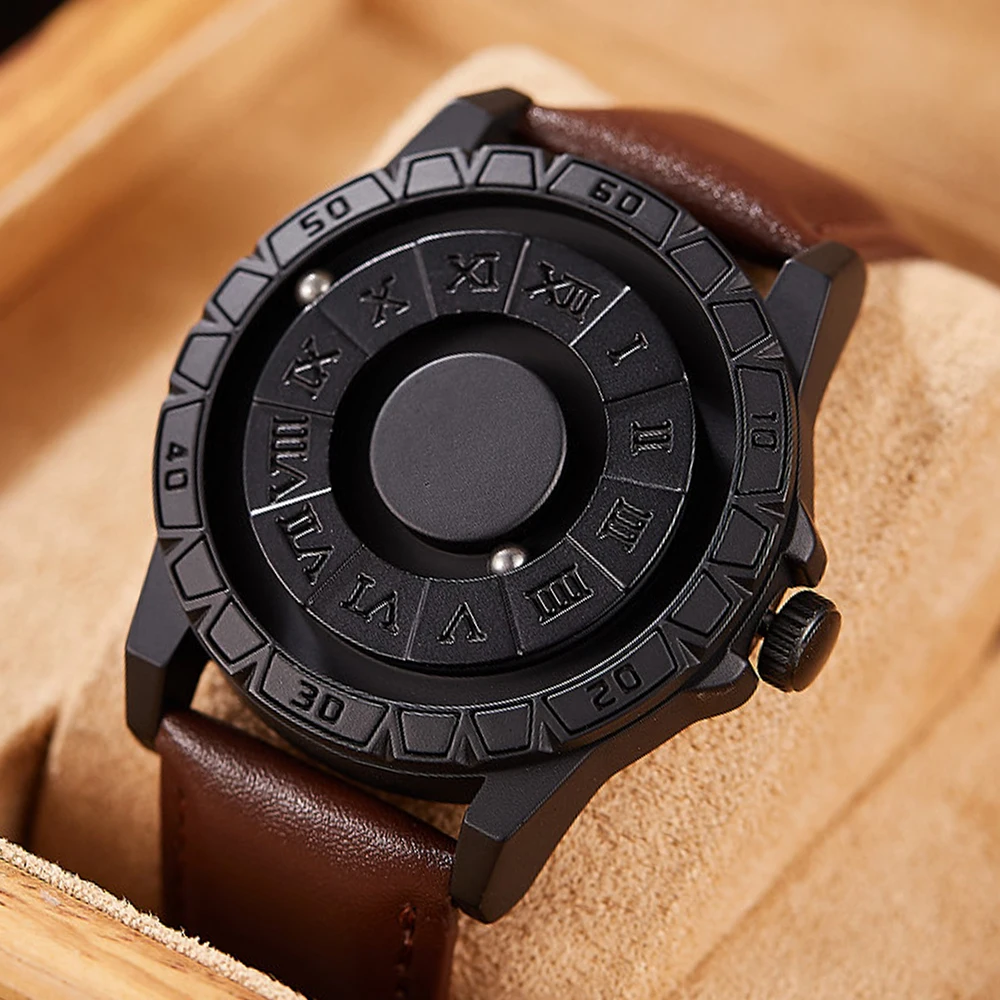 Magnetic ball suspension Cool man watch black science and technology sense creative personality concept fashion watch