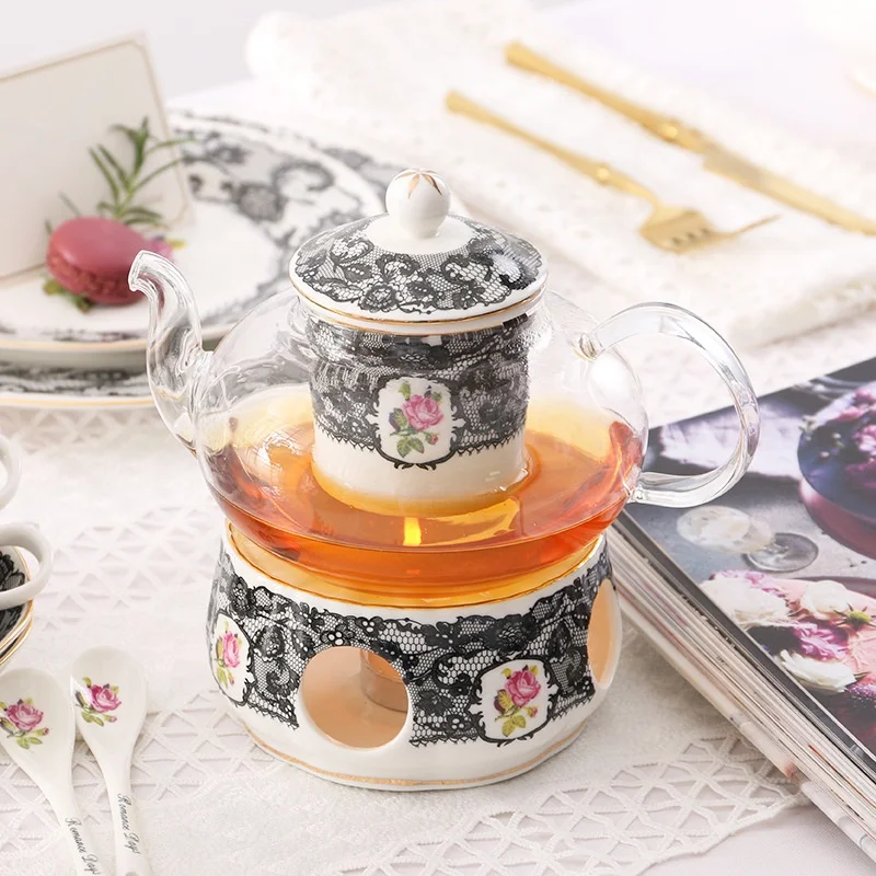 Fruit tea tea set heat-resistant glass thickened teapot can be heated high temperature resistant filter transparent tea pot
