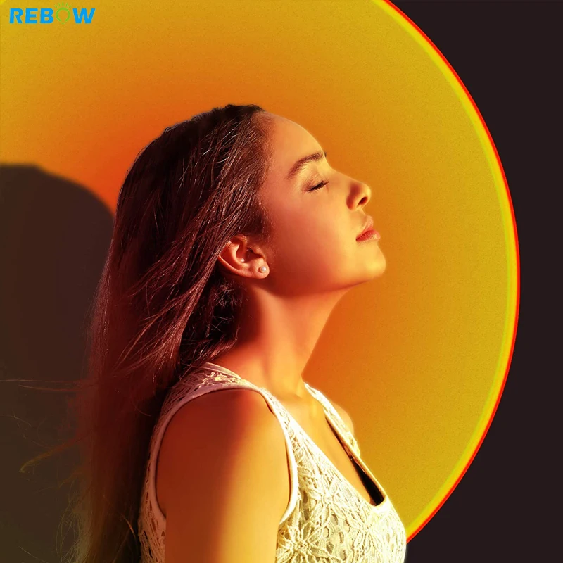 Drop shipping Rainbow RGB Sunset Projection Floor Lamp Room Led Night Light Projector Light Lamp