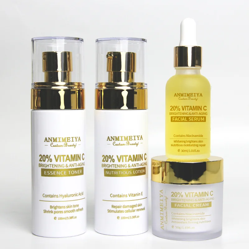 Wholesale  4pcs/set VC 20% Vitamin C Facial Skin Care  Sets  Toner Lotion  Vitamin C Original Solution