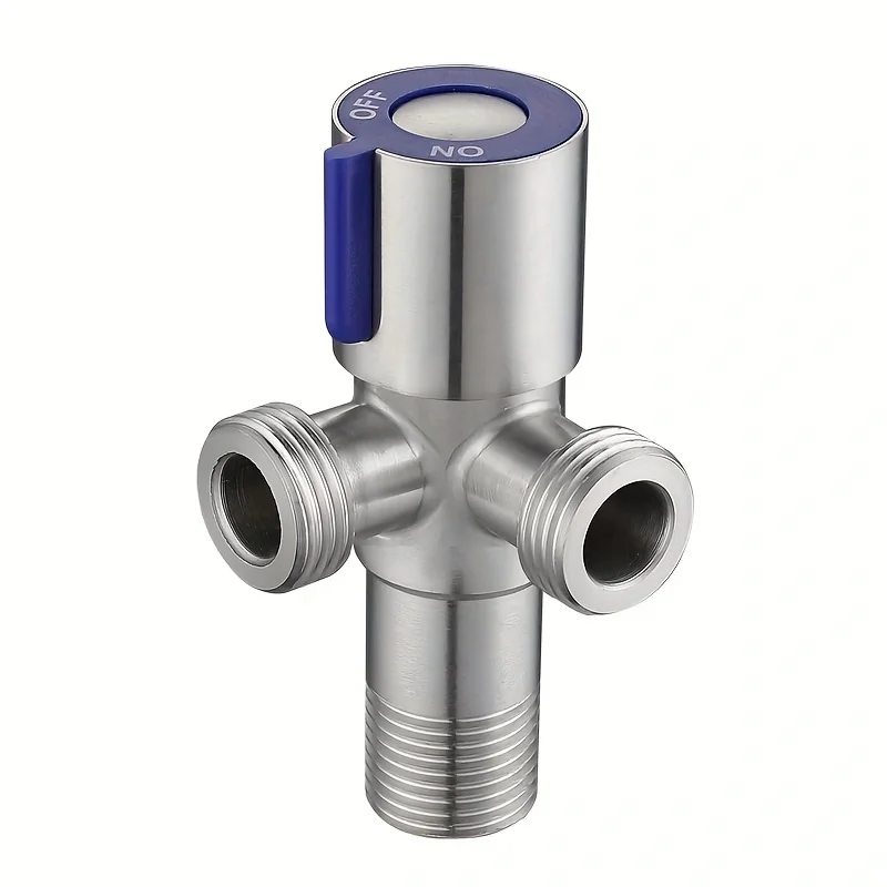 304 Stainless Steel Angle Valve Hot & Cold Water One Inlet Two Outlets Water Stop Valve for Bathroom Kitchen Toilet Water Heater