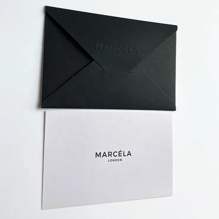 Customization black luxury gift thank you card receipt envelope printing black kraft paper envelope