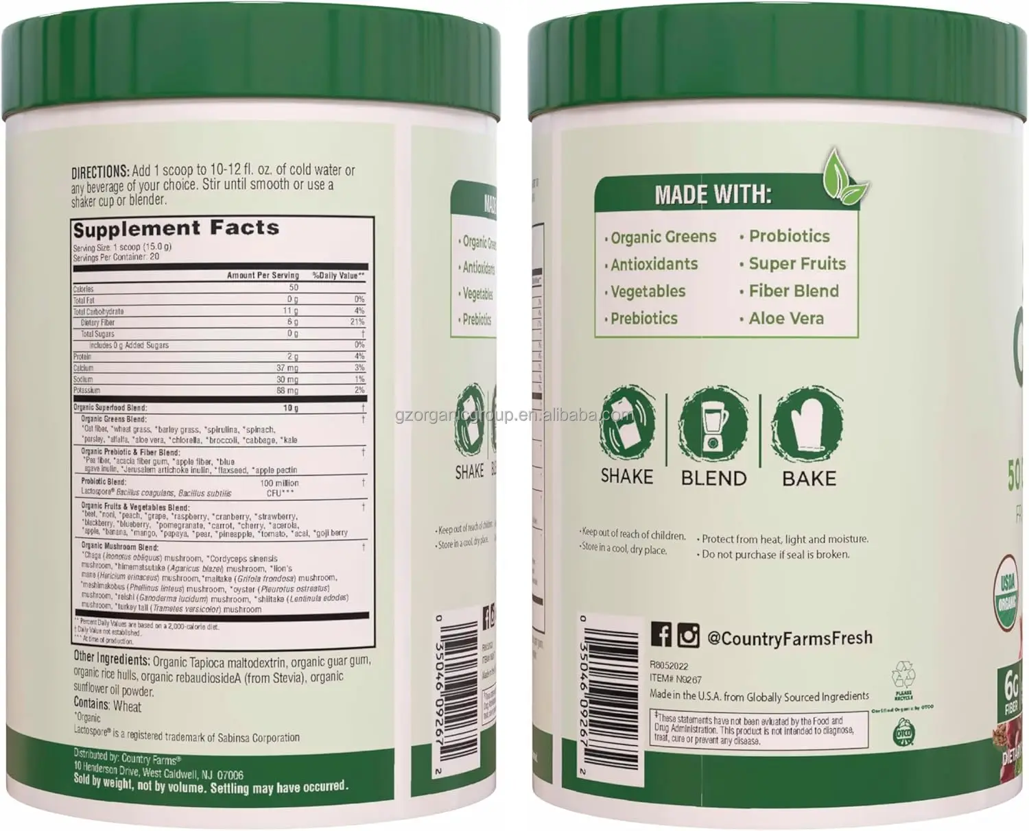 OEM/ODM Super Greens Natural Flavor 50 Organic Super Foods Organic Drink Mix Fruits Vegetables Probiotics For Supports Energy