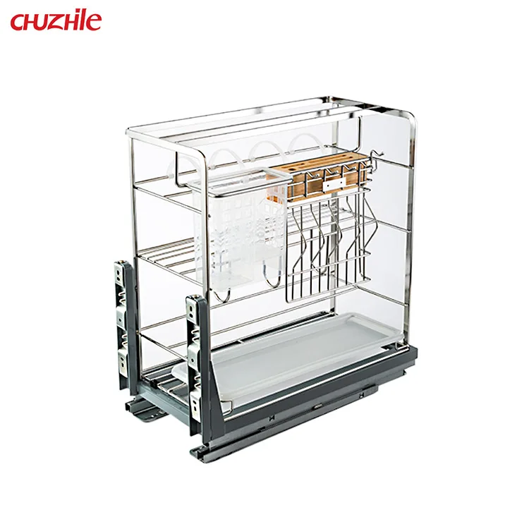 Kitchen Cabinet Accessories Multifunction Stainless Steel Kitchen Drawer Basket With Soft Closing Slide