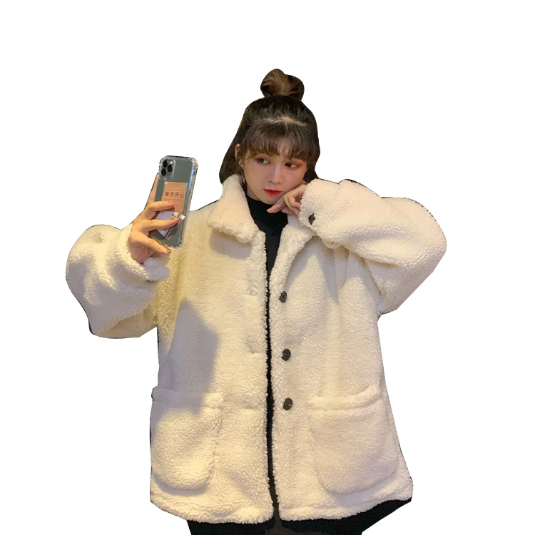 
Pregnant women wear autumn/winter lamb wool hoodie coat female autumn/winter loose versatile with fleece thickened warm jacket 