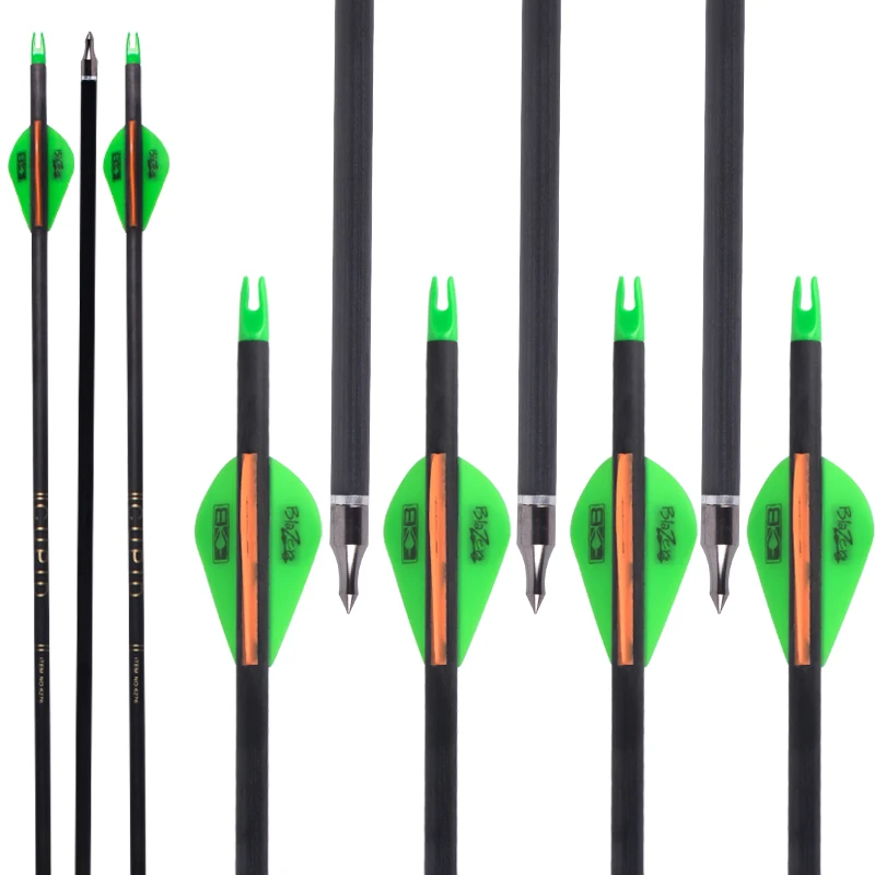 Archery Hunting 7.6mm pure weight reduction carbon arrows archery carbon fiber arrows for compound bows