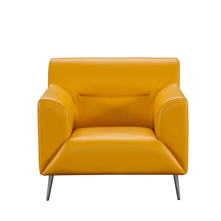 2022 Light Luxury Office Living Room Sofas Modern Design Yellow Sofa Set Furniture Leather PU Yellow Sofa