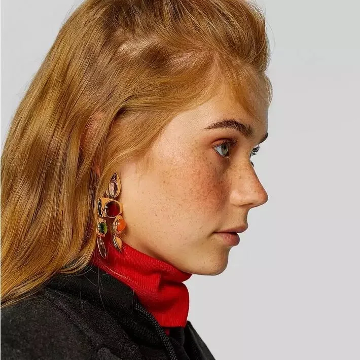 Fashion jewelry women brands natural gemstone diamond geometric dangle statement drop earrings gold statement earrings