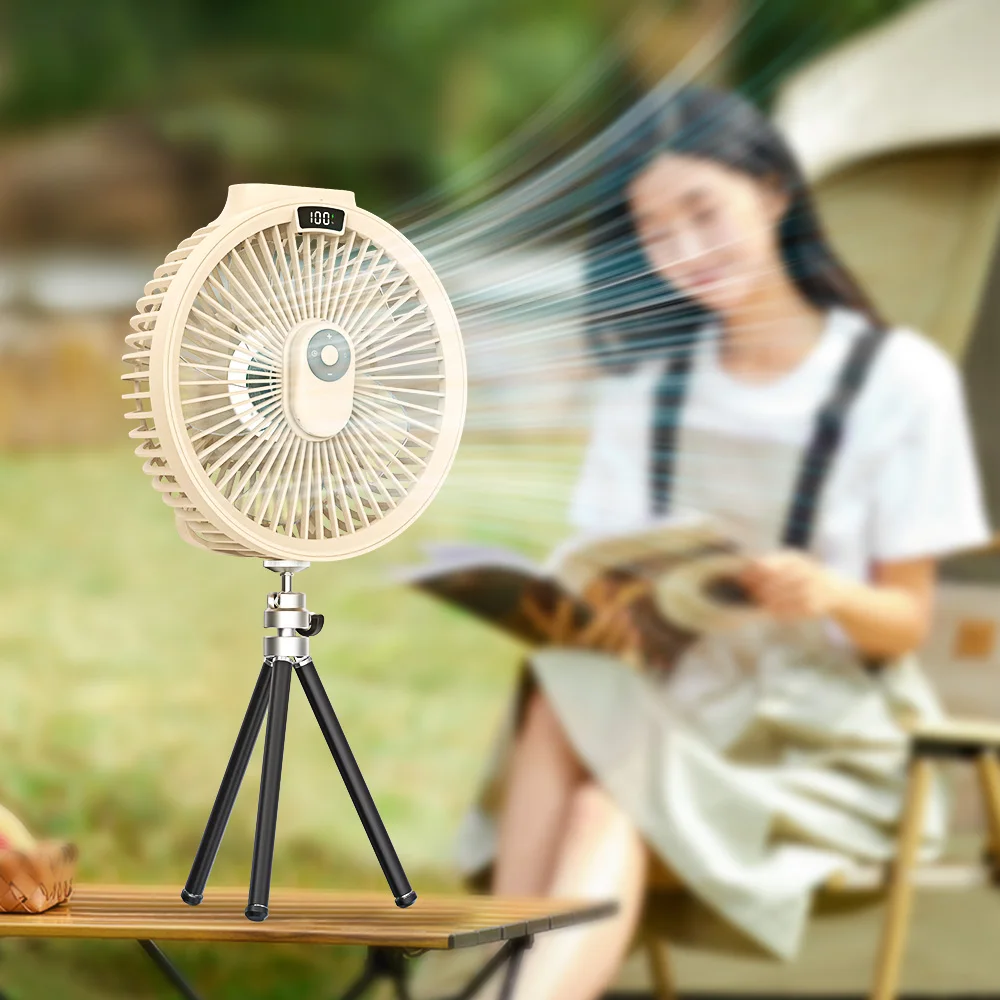 Portable USB Wireless Remote Control Smart Mini Ceiling Fan with Tripod LED Light for Camping