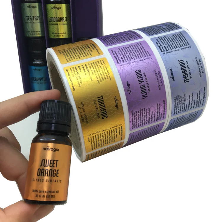 Custom Logo Printing Stickers Roll Personalized Vinyl Adhesive Perfume Essential Oil Bottle Label