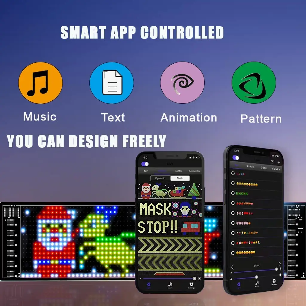 LED Matrix panel APP Control USB 5V Flexible LED Screen Scrolling Text Pattern Animation LED sign display