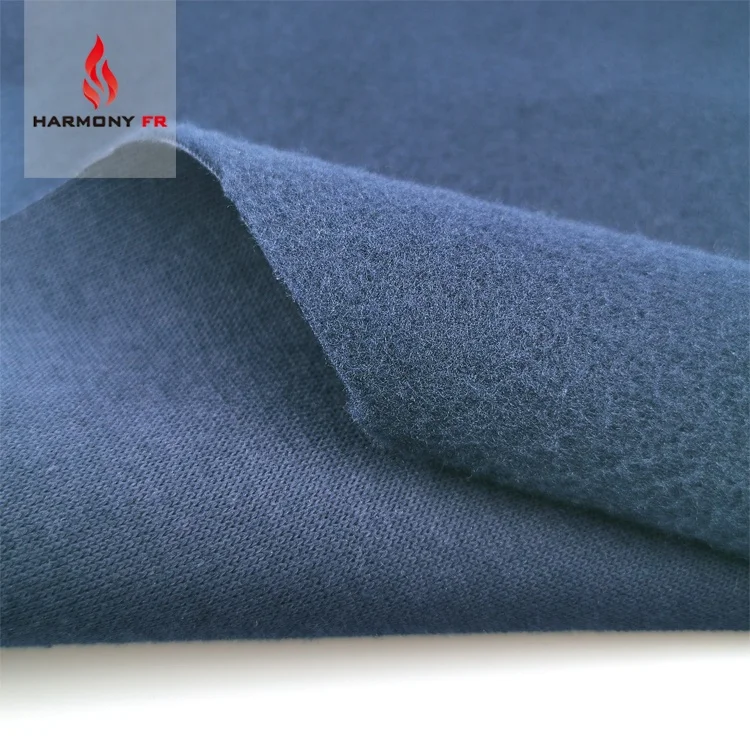 Wholesale NFPA 2112 OEM Service Custom Logo 380gsm Knitted Pure 100% Cotton Fire Resistant Flame Retardant Fleece FR Fabrics