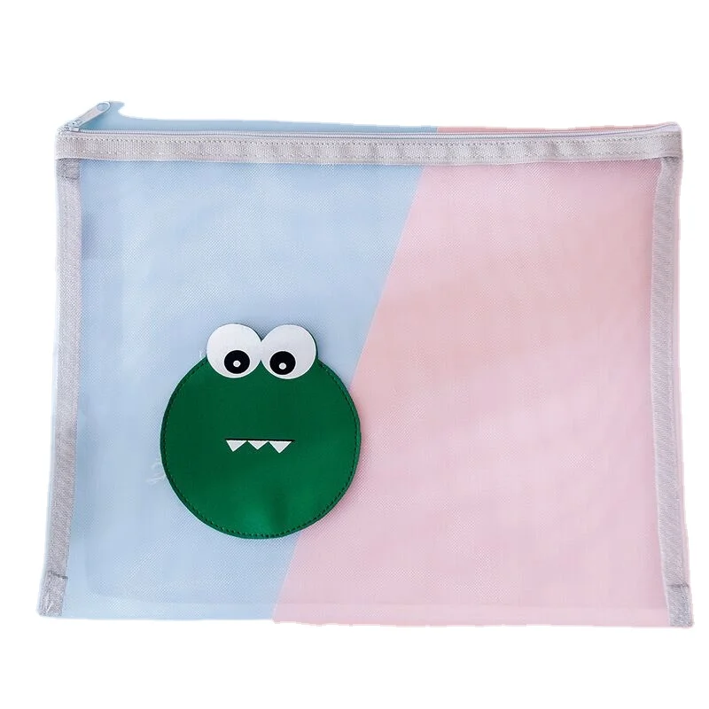 
Fabric material cute pencil case school zipper pencil case Pouch with a Mesh Window 