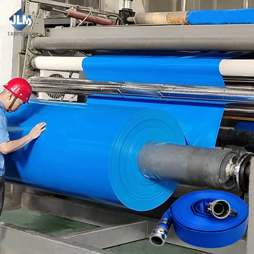 PVC semi-coated high airtight fabric for vinyl high pressure agricultural hose pumping water hose