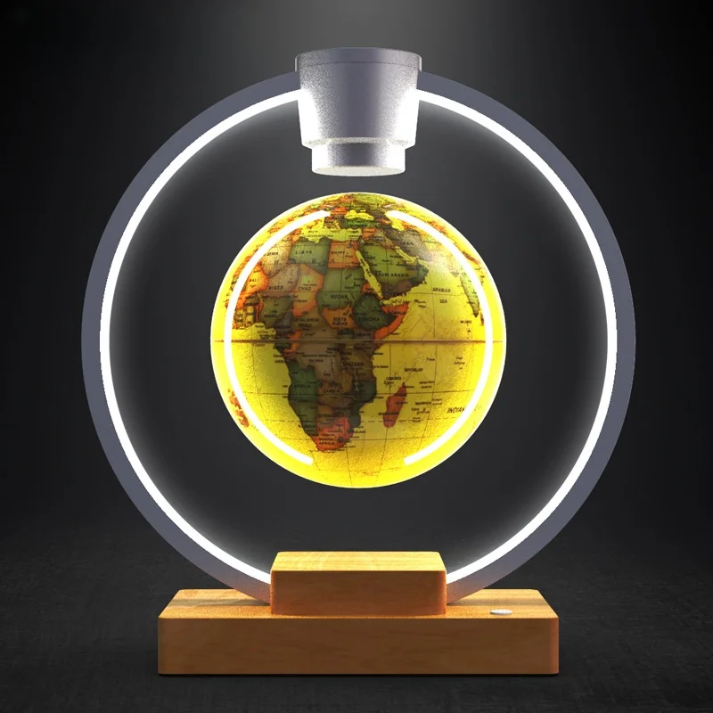 Kinglobe 4-Inch O-Shape Magnetic Levitation Globe Education PVC Luminous Display Globe Primary Schools Rotating Geography