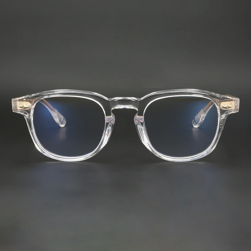 2024 New Eyewear Design Custom Clear Acetate Square Round Frame Glasses Metal Copper Pin Metal Eyeglasses Fashion Universal