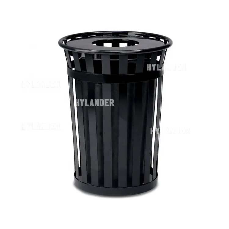 Outdoor dustbin public steel metal rubbish dust trash garbage can waste bin