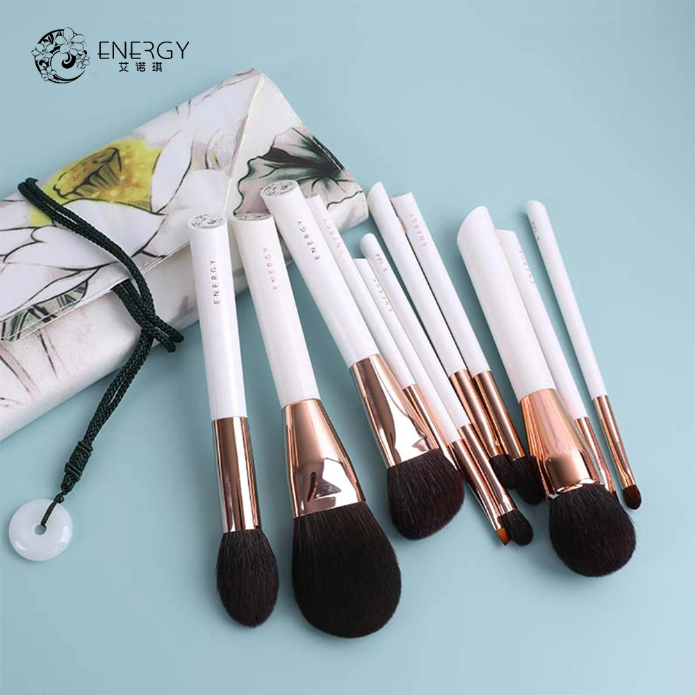 ENERGY Fashionable design luxury pro high quality 11pcs natural hair white ever beauty makeup brush set