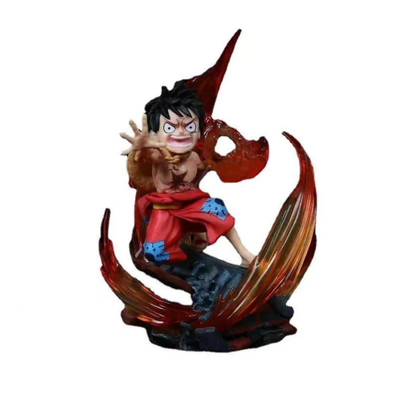 14cm one piece Kimono Monkey D Luffy Gear Second Battle Ver. Red Rock PVC Action Figure Collectible Model Toys Doll Gifts